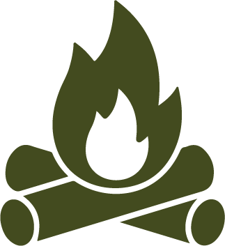 Majestic Encounter: African Safaris - Lion in Tanzania's Wilderness Serengeti Wilderness Camp Accommodation features a serene campfire area amidst the wilderness.