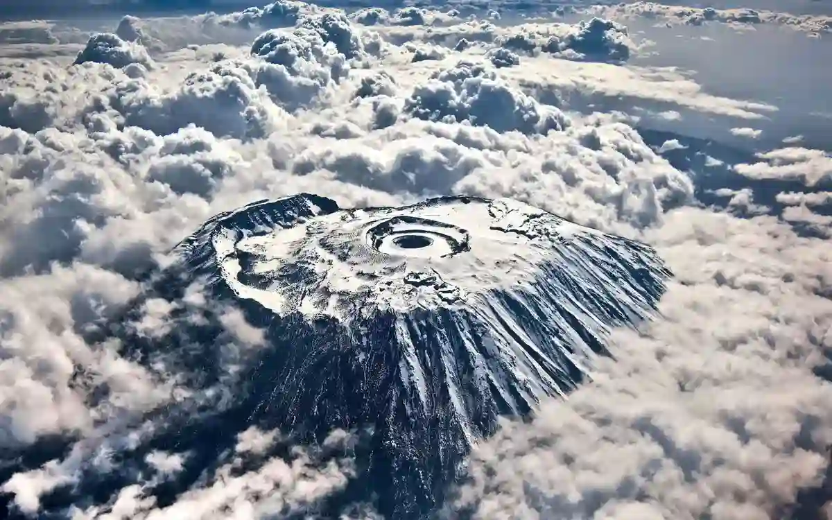 Aerial view of Kilimanjaro Mountain - Tanzania Natural Wonders