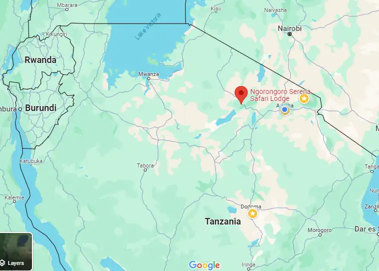A detailed map of Ngorongoro Serena Lodge Accommodation, nestled amidst the breathtaking landscapes of the Ngorongoro Conservation Area.