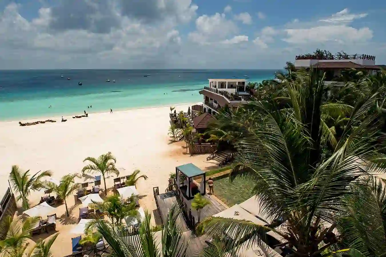 Nungwi Beach Accommodation: View of The Z Hotel, Boutique, and Longie on the shores of Zanzibar