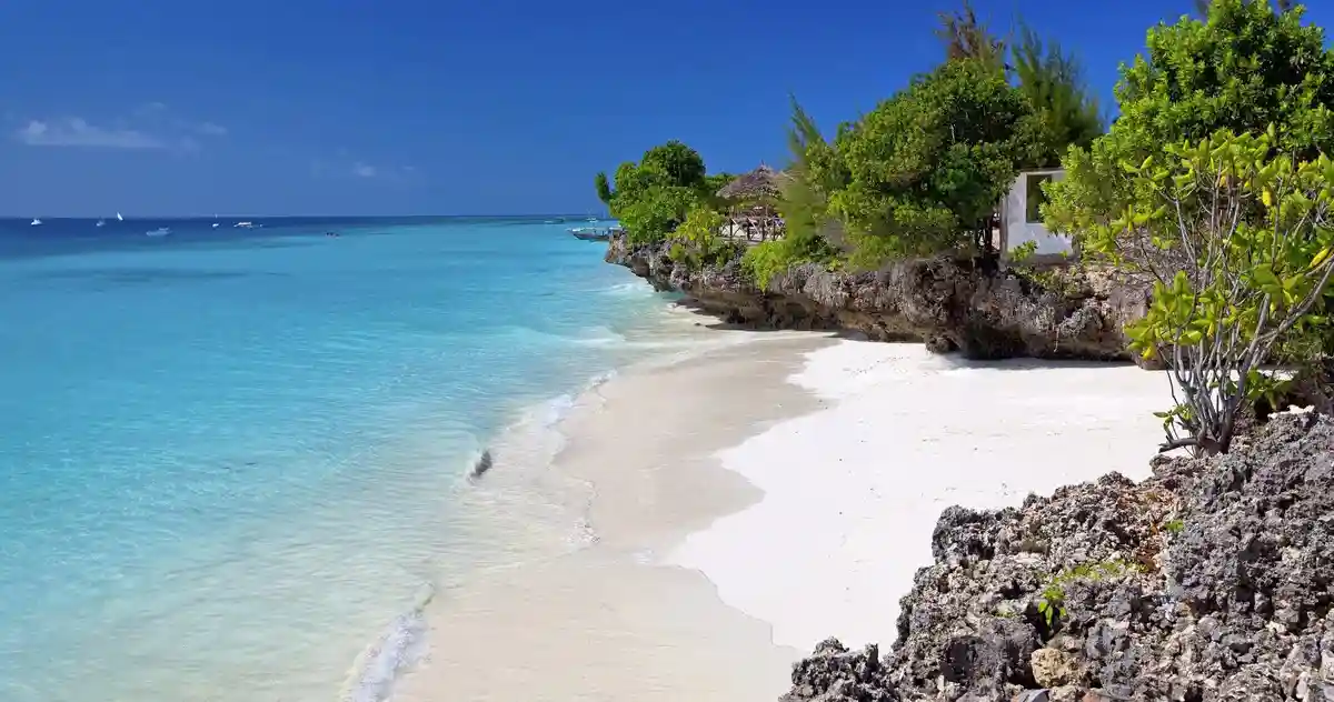A mesmerizing view of Zanzibar Island's coastline, showcasing Tanzania's natural wonders.
