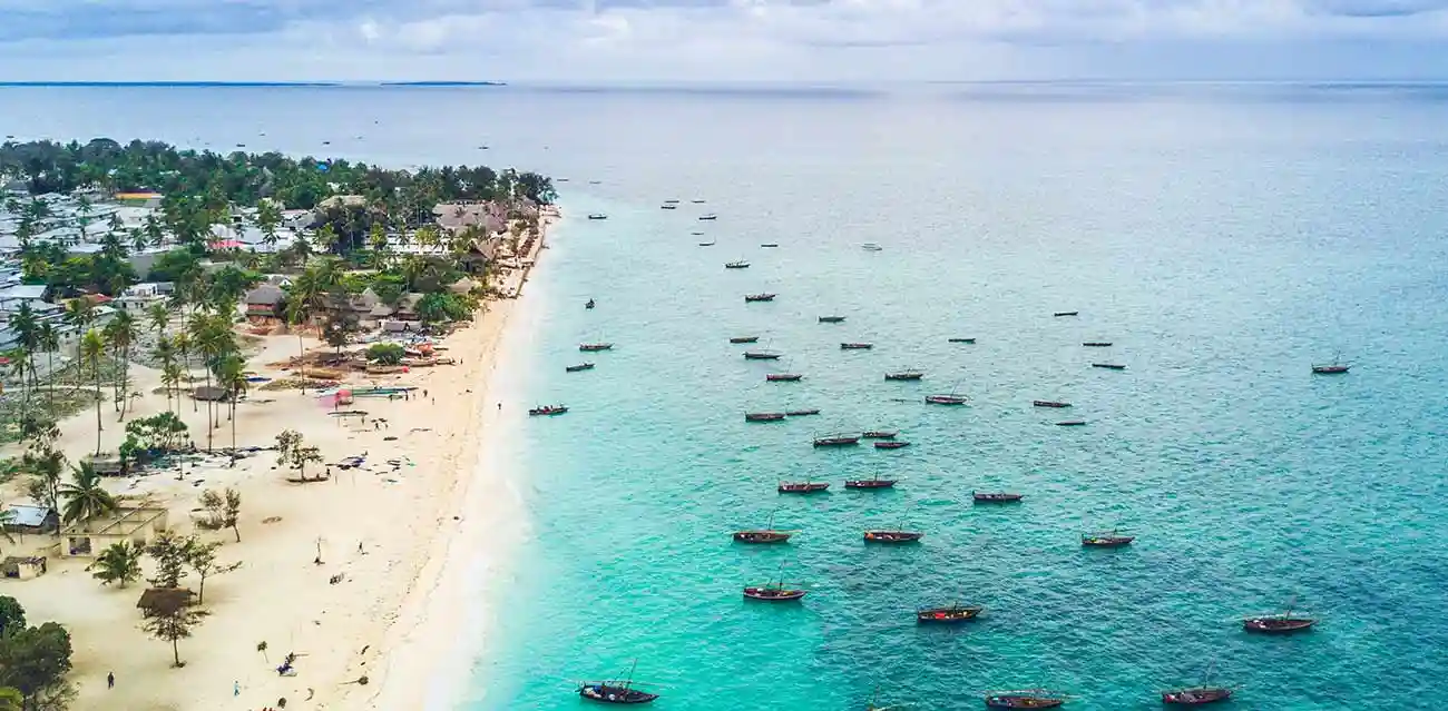 A serene view of the Tanzania coast on Zanzibar Island, perfect for your Zanzibar Island travel guide